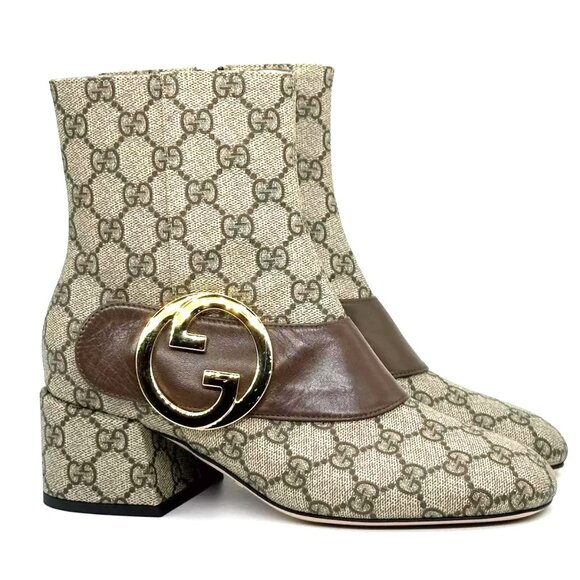 Gucci Blondie Interlocking GG Medallion Logo Ankle Booties Boots Heels - Picture 8 of 16
